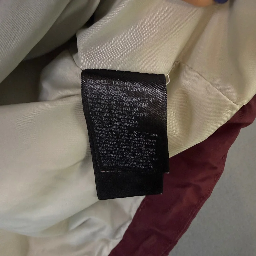 The North Face Mens XL Hooded Windbreaker Jacket Burgundy Black Full Zip Shell